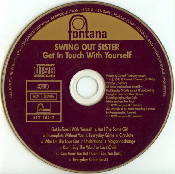 Swing Out Sister - Get In Touch With Yourself (CD, Album) - Image 3