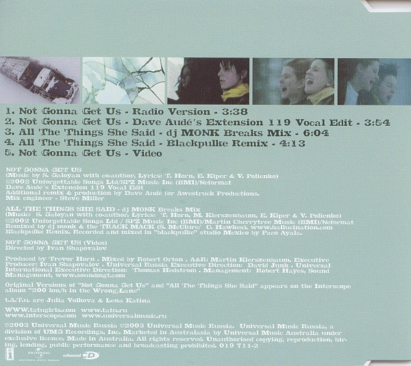 t.A.T.u. - Not Gonna Get Us (CD, Maxi, Enh) - Image 2