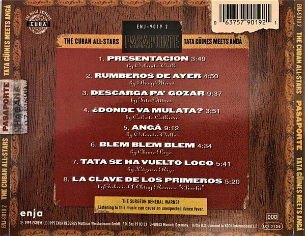 Tata Güines & Miguel Angá* - Pasaporte (CD, Album) - Image 3