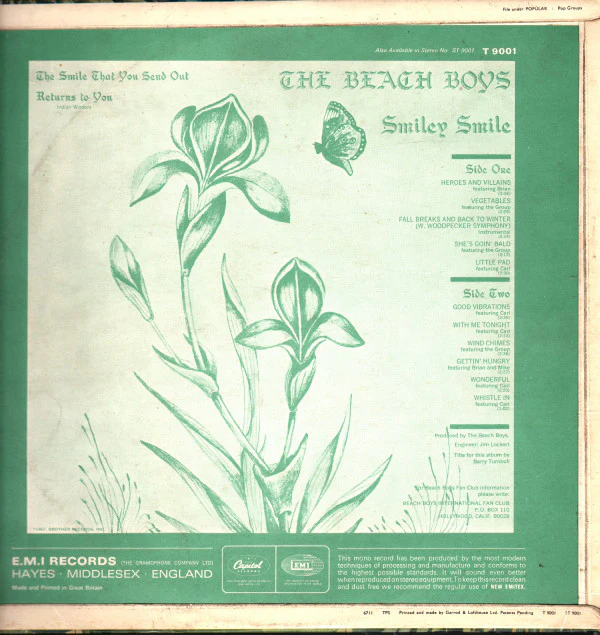 The Beach Boys - Smiley Smile (LP, Album, Mono) - Image 2