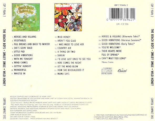 The Beach Boys - Smiley Smile / Wild Honey (CD, Comp, RM) - Image 2