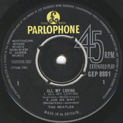 The Beatles - All My Loving (7", EP, 1st) - Image 3