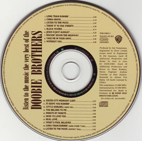 The Doobie Brothers - Listen To The Music · The Very Best Of The Doobie Brothers (CD, Comp, RE, RP) - Image 3