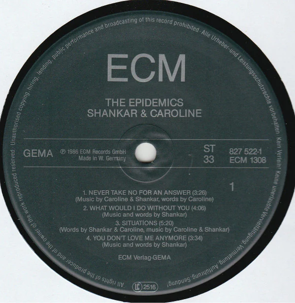 The Epidemics : Shankar / Caroline  - The Epidemics (LP, Album) - Image 3