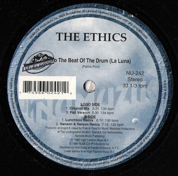 The Ethics - To The Beat Of The Drum (La Luna) (12")