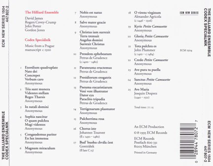 The Hilliard Ensemble - Codex Speciálník (CD, Album) - Image 2