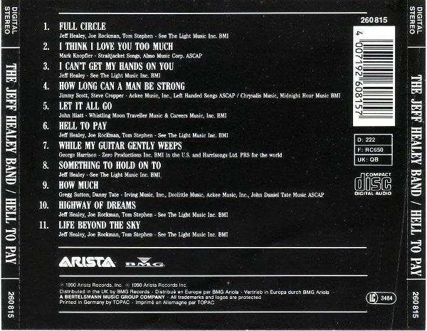 The Jeff Healey Band - Hell To Pay (CD, Album) - Image 2