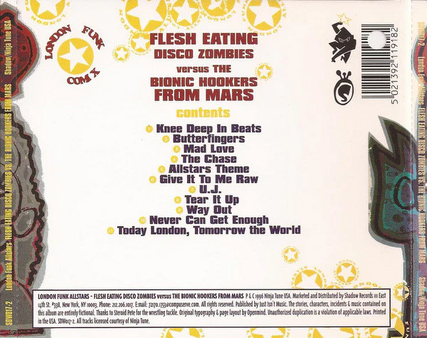 The London Funk Allstars* - Flesh Eating Disco Zombies Versus The Bionic Hookers From Mars (CD, Album) - Image 2
