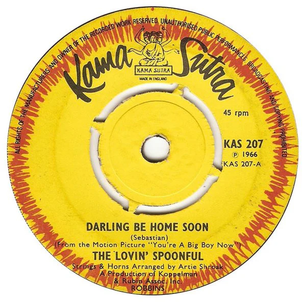 The Lovin' Spoonful - Darling Be Home Soon (7", Single, Pus)