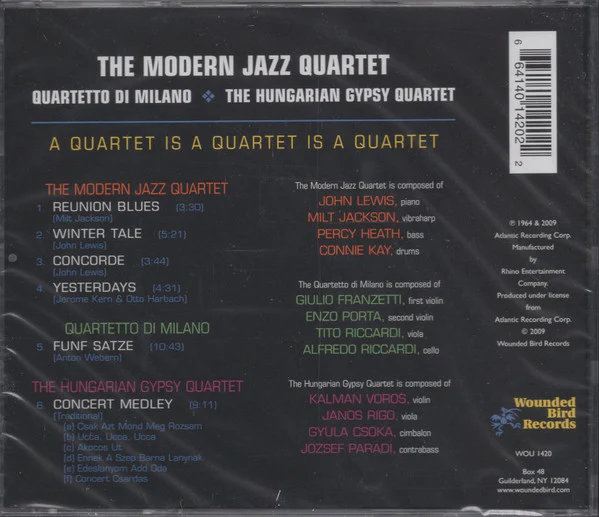 The Modern Jazz Quartet, Quartetto Di Milano, The Hungarian Gypsy Quartet - A Quartet Is A Quartet Is A Quartet (CD, Album) - Image 2