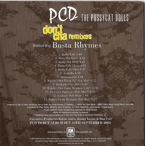 The Pussycat Dolls Featuring Busta Rhymes - Don't Cha (Remixes) (CD, Maxi, Promo, Car) - Image 2