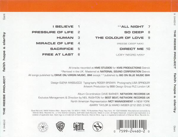 The Reese Project - Faith Hope & Clarity (CD, Album) - Image 2