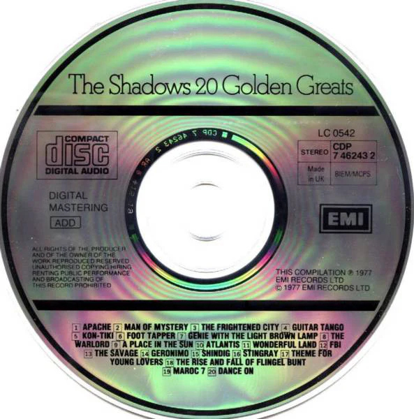 The Shadows - 20 Golden Greats (CD, Comp, RE) - Image 3