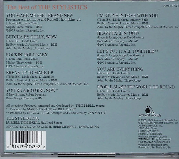 The Stylistics - The Best Of The Stylistics (CD, Comp, RE) - Image 2