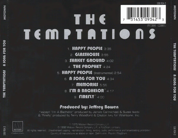 The Temptations - A Song For You (CD, Album, RM) - Image 2