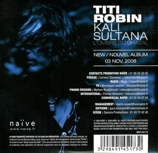 Thierry Robin - Kali Sultana - L'Ombre Du Ghazal (2xCD, Album, Promo) - Image 2
