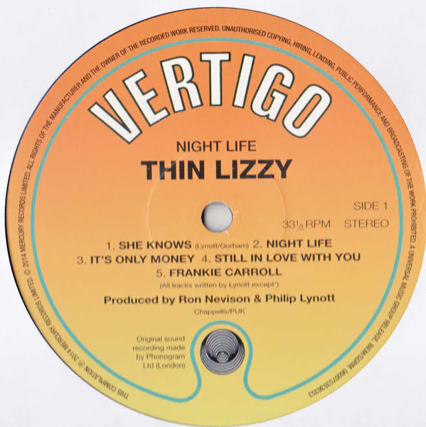 Thin Lizzy - Nightlife (LP, Album, RE, 180) - Image 2