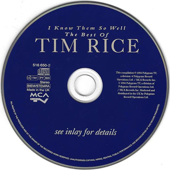 Tim Rice - I Know Them So Well : The Best Of Tim Rice (CD, Comp) - Image 3