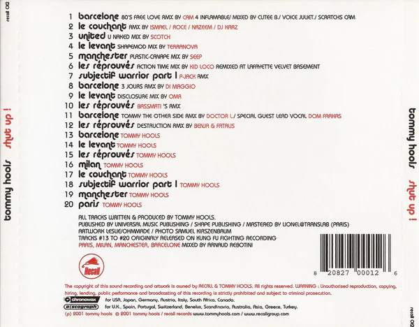 Tommy Hools - Shut Up! Early Works And Remixes Volume 1 (CD, Album, Jew) - Image 2