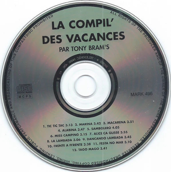 Tony Bram's - La Compil' Des Vacances (CD, Comp) - Image 3
