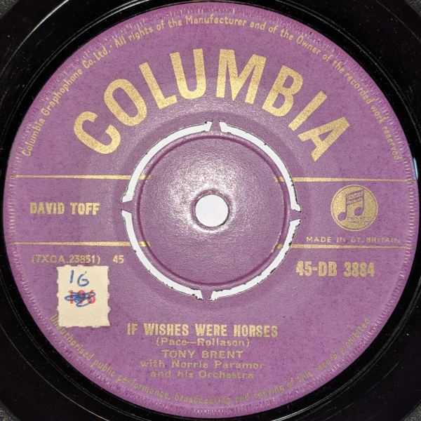 Tony Brent With Norrie Paramor And His Orchestra - Amore / If Wishes Were Horses (7", Single) - Image 2