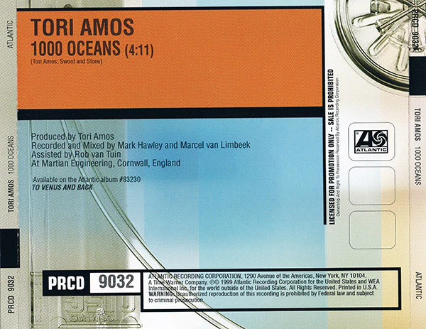 Tori Amos - 1,000 Oceans (CD, Single, Promo) - Image 4