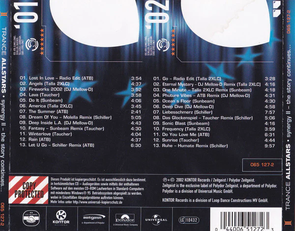 Trance Allstars - Synergy II - The Story Continues... (2xCD, Album, Copy Prot.) - Image 2