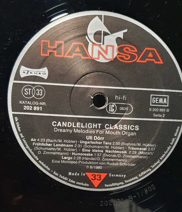 Uli Dorr - Candlelight Classics (LP, Album) - Image 4