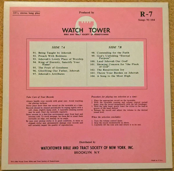 Unknown Artist - Sing Praises To Jehovah Songs 91-104 (LP) - Image 2