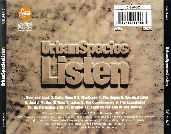 Urban Species - Listen (CD, Album) - Image 2