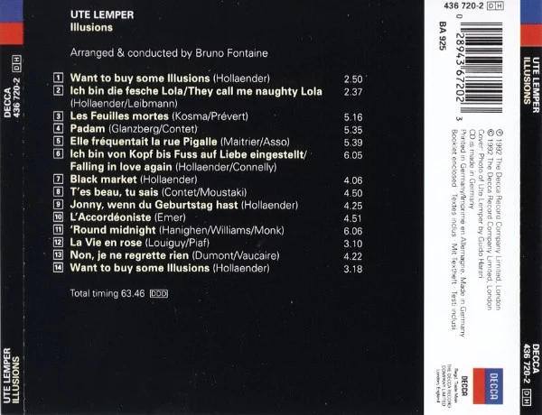 Ute Lemper - Illusions (CD, Album, RE) - Image 2