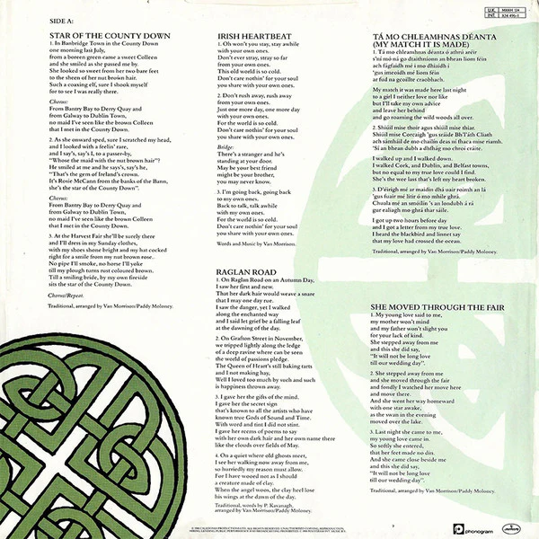 Van Morrison & The Chieftains - Irish Heartbeat (LP, Album) - Image 5