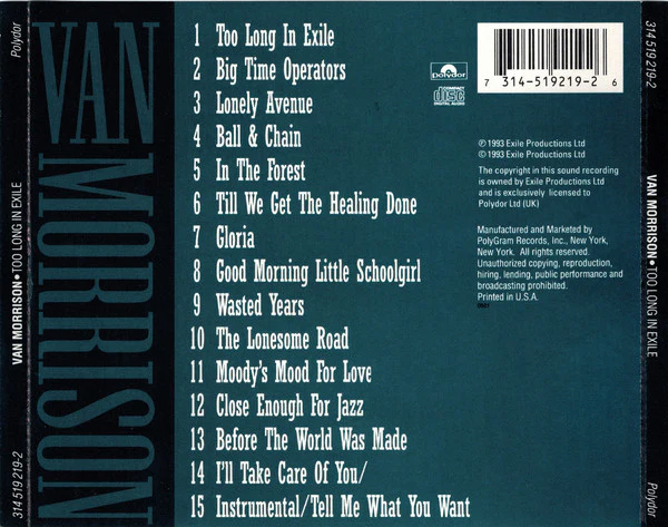 Van Morrison - Too Long In Exile (CD, Album) - Image 2