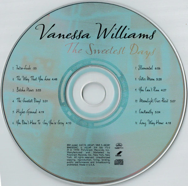 Vanessa Williams - The Sweetest Days (CD, Album) - Image 4