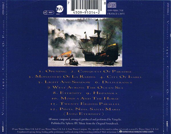 Vangelis - 1492 – Conquest Of Paradise (Music From The Original Soundtrack) (CD, Album) - Image 2