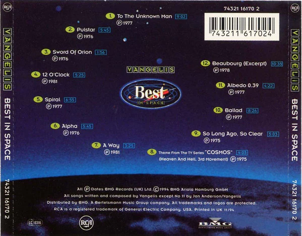 Vangelis - Best In Space (CD, Comp) - Image 2