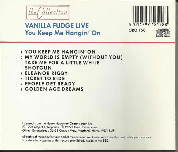Vanilla Fudge - Live (You Keep Me Hangin' On) (CD, Album, Unofficial) - Image 3