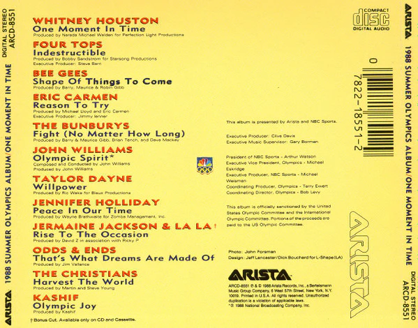 Various - 1988 Summer Olympics Album (One Moment In Time) (CD, Album, RP) - Image 2