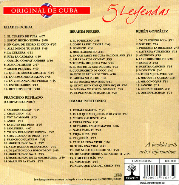 Various - 5 Leyendas (5xCD, Comp) - Image 2