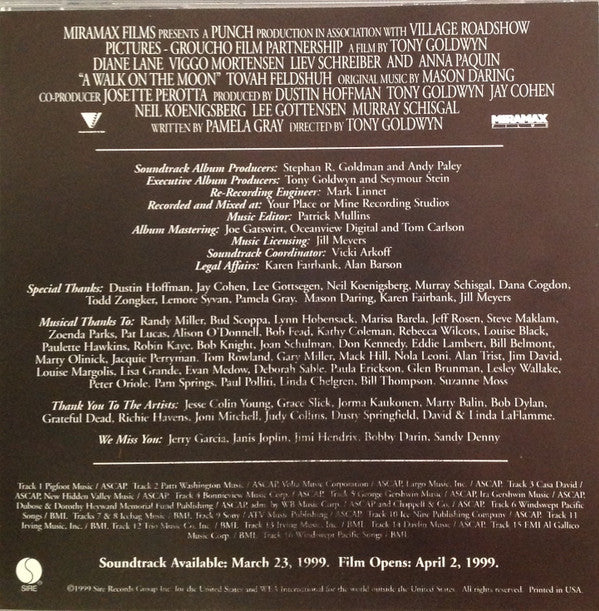 Various - A Walk On The Moon (Music From The Motion Picture) (CD, Comp, Promo) - Image 2