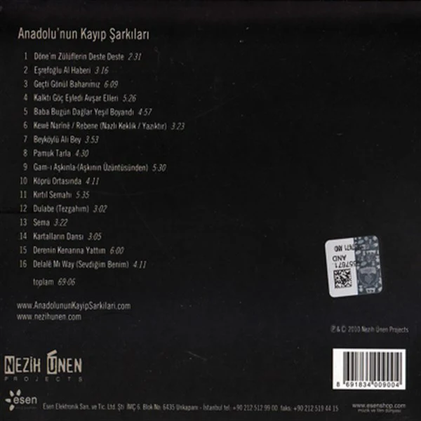 Various - Anadolu'nun Kayıp Şarkıları Film Müzikleri (CD, Album) - Image 2