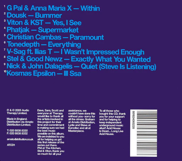 Various - Audio Therapy Presents Across Borders - Greece (CD, Comp, Sup) - Image 2