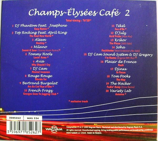 Various - Champs-Élysées Café 2 (CD, Comp, Dig) - Image 2