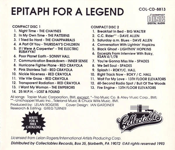 Various - Epitaph For A Legend (2xCD, Comp, RE) - Image 2