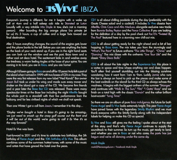 Various - Fierce Angel: Es Vivé Ibiza (10th Anniversary Edition) (3xCD, Comp, Mixed) - Image 3