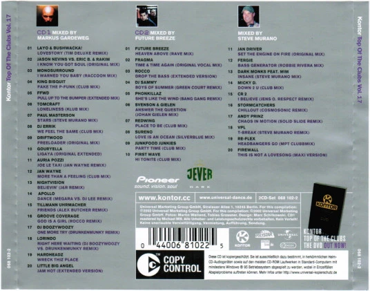 Various - Kontor - Top Of The Clubs Volume 17 (2xCD, Comp, Copy Prot., Mixed) - Image 2
