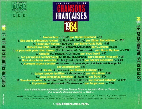 Various - Les Plus Belles Chansons Françaises - 1964 (CD, Comp) - Image 2