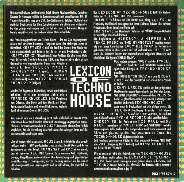 Various - Lexicon Of Techno House (2xCD, Comp) - Image 2