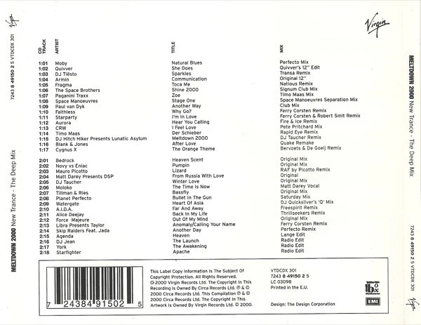 Various - Meltdown 2000: New Trance - The Deep Mix (2xCD, Mixed) - Image 2