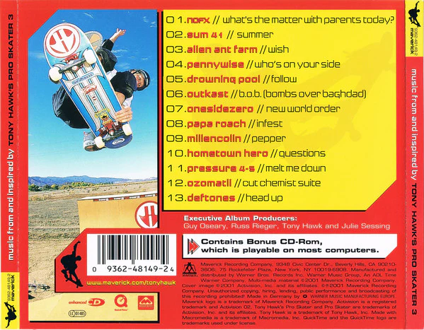 Various - Music From And Inspired By Tony Hawk's Pro Skater 3 (CD, Comp, Cle + CD-ROM, Enh) - Image 2